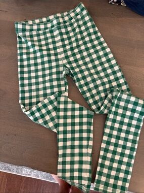 Crewcuts Green and White Gingham Kids Leggings